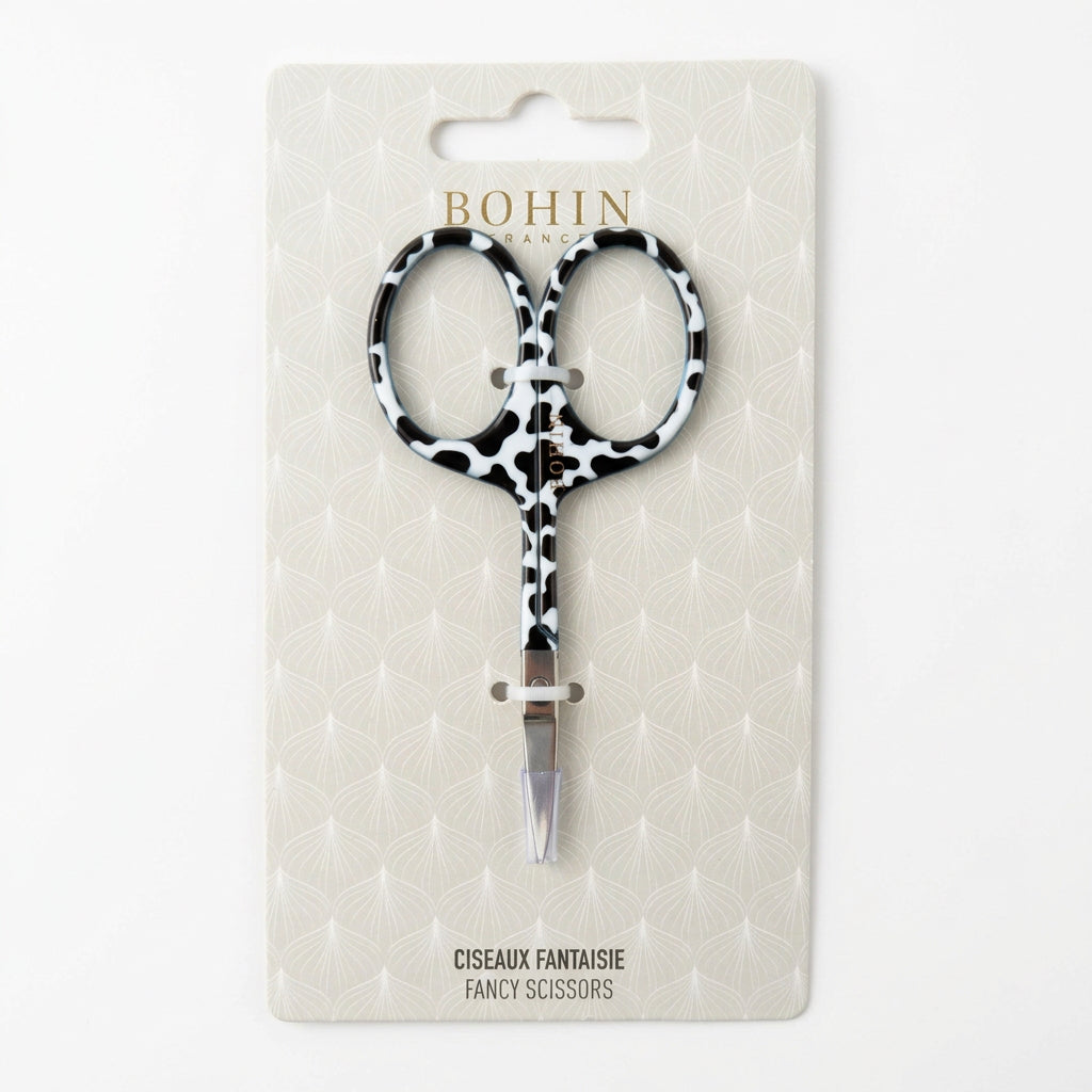 Bohin embroidery scissor with cow print