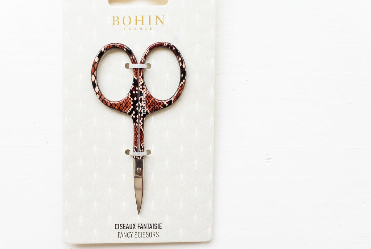 Bohin embroidery scissor with snake print